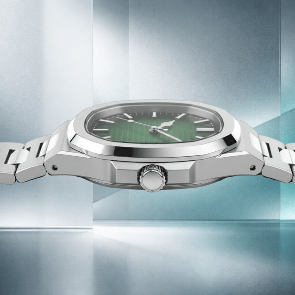 Ασημί Ρολόι Με Πράσινο Καντράν [Green Watch]