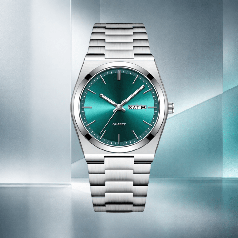 Ασημί Ρολόι Με Πράσινο Καντράν [Green Watch]